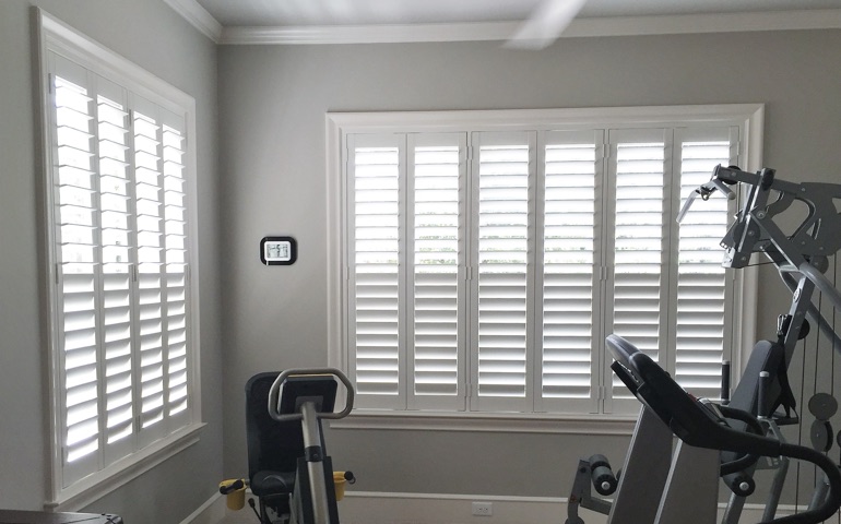 Clearwater exercise room with shuttered windows.